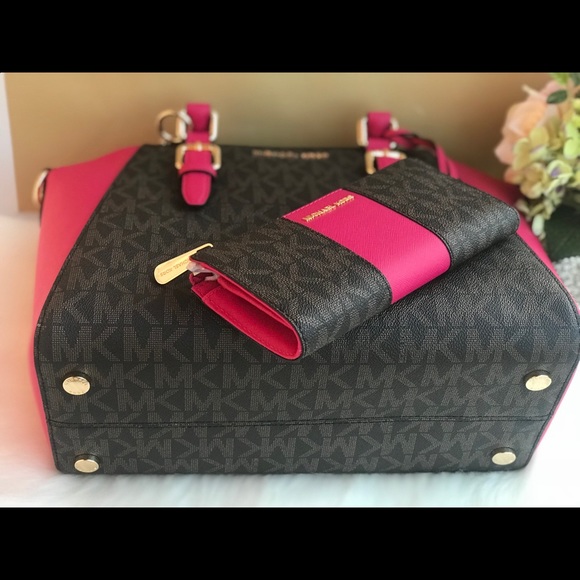 🌷MICHAEL KORS Large Brown Ultra Pink Satchel Set - Picture 3 of 8